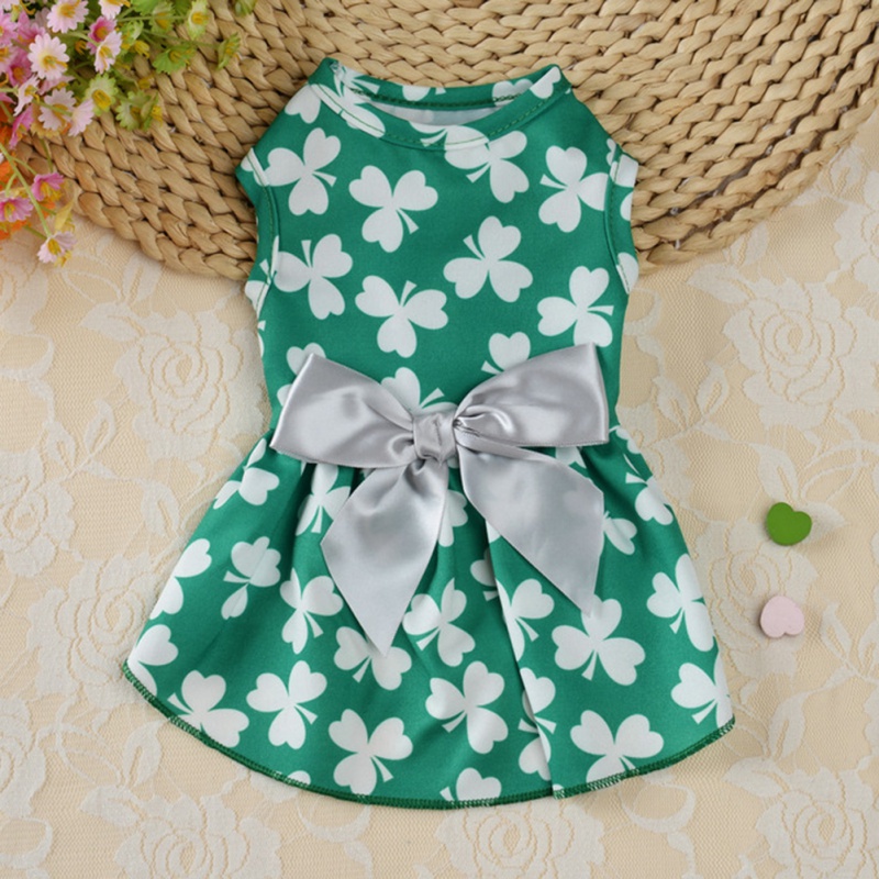 Polyester Clover Printed Pet Princess Sundress Printing Multicolor Pet Dress Cute For Small Medium Dog Cats Pet Dressing #6