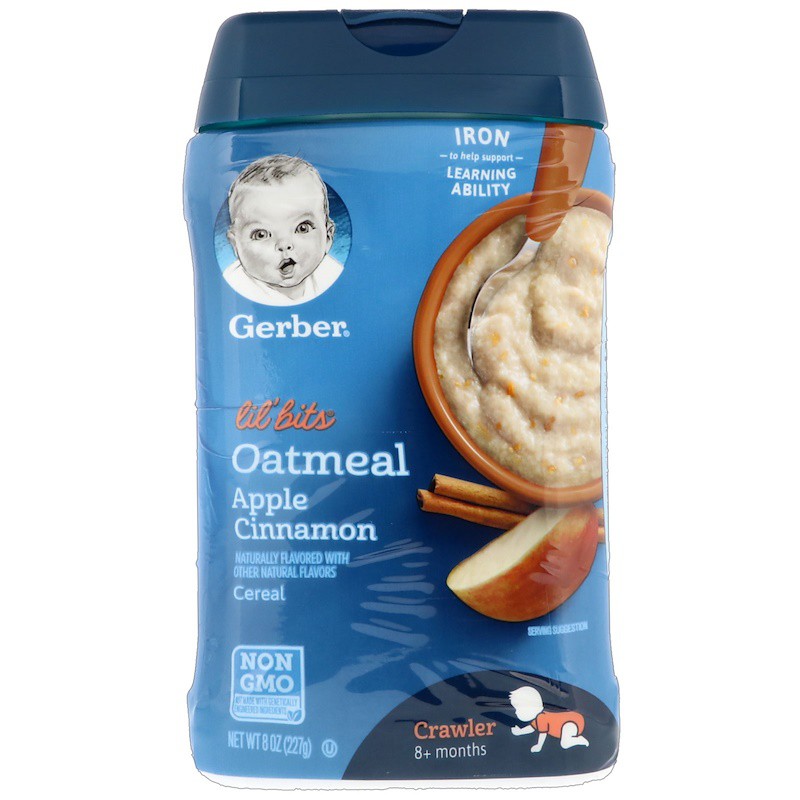 Gerber Oatmeal Cereal, Crawler 8+ Months Apple Cinnamon 227g Shopee
