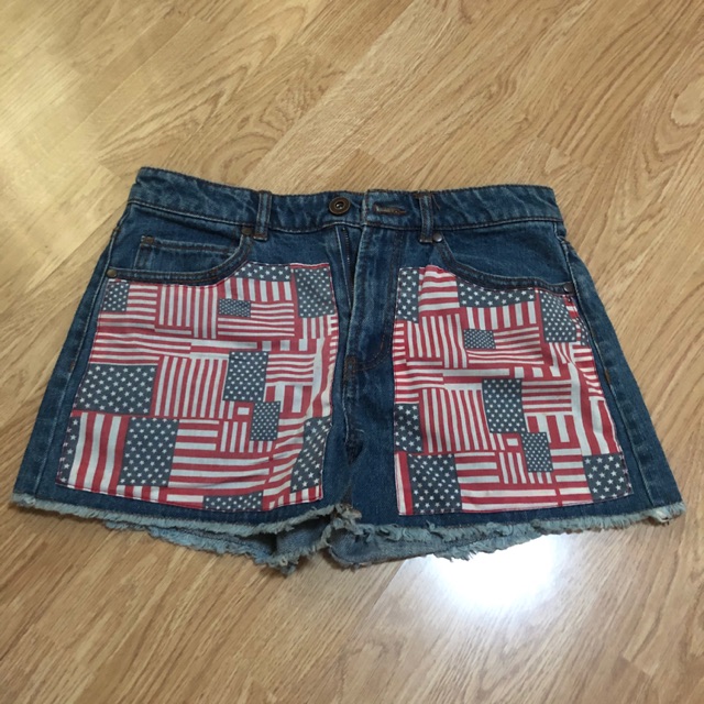 flag jean shorts
