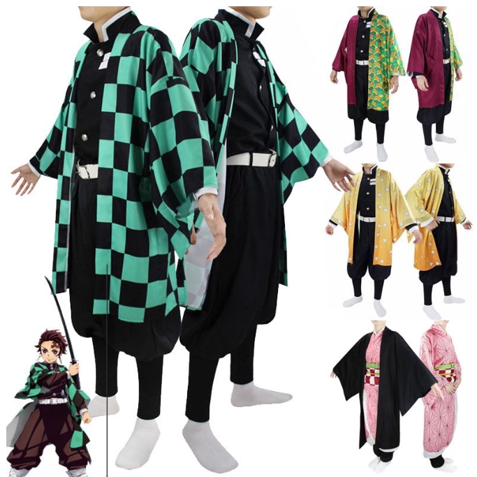 Demon Slayer Kimono Costume Kimetsu no Yaiba Cloak Haori Coat Cosplay Top New 