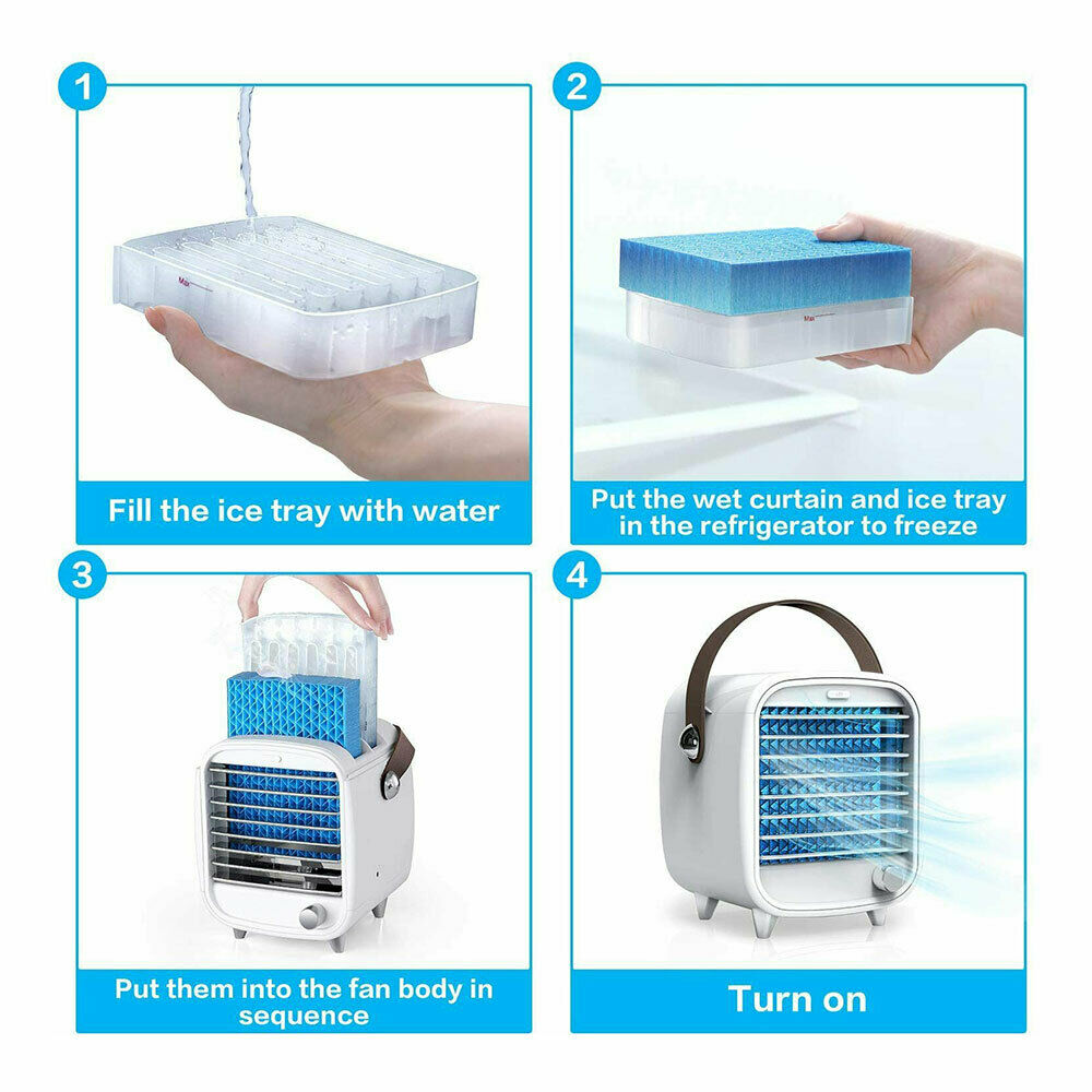 Super Cold Wind Personal Mini Air Conditioner Cooler and Humidifier,Mini Air Conditioner Fan for Home & Office SmartDevil Portable Air Cooler Night Light Features 