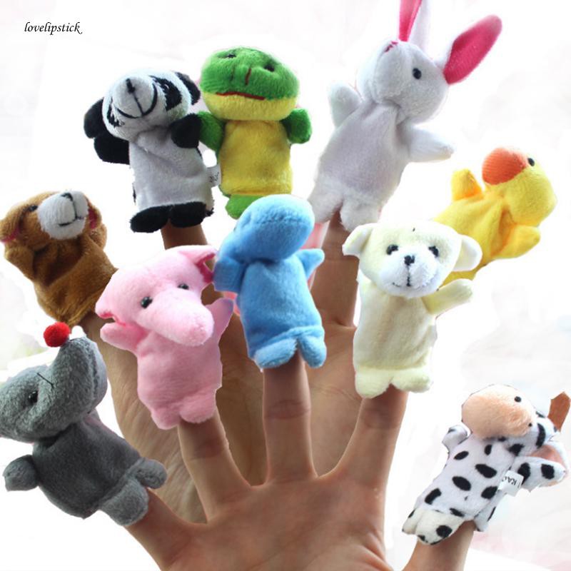 1-10x Finger Puppets Cloth Doll Baby Educational Hand Cartoon Animal Toys Supply