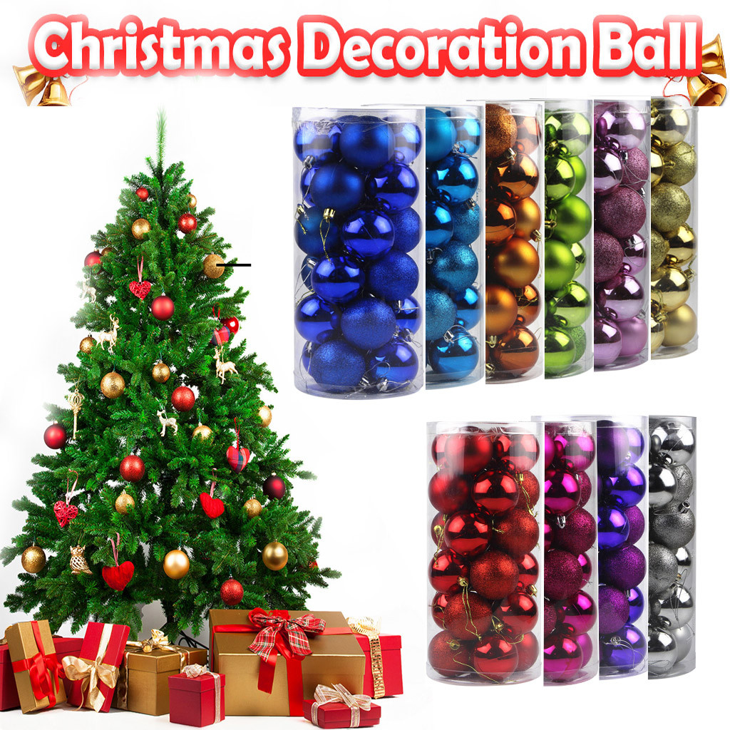 NEW YEAR 24Pcs Baubles Decor Balls Glitter Ornament Hanging Christmas Xmas Tree 