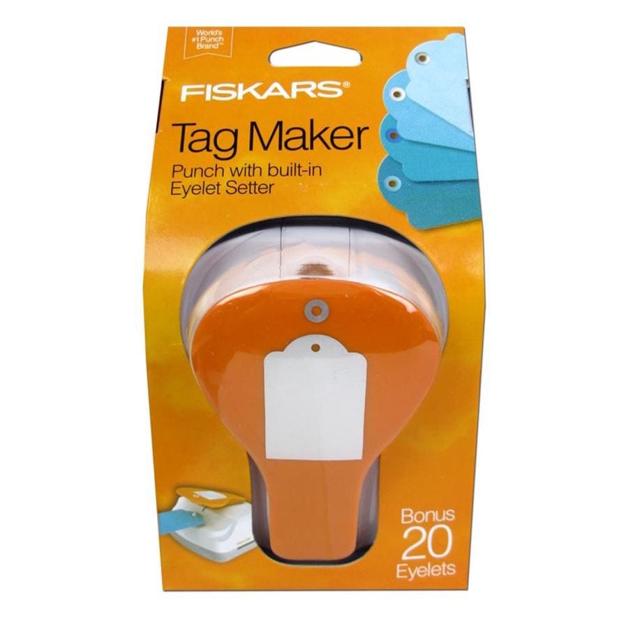 Fiskars Tag Maker Standard Punch Craft Tag Puncher with Built in Eyelet Setter DIY Tag Punch