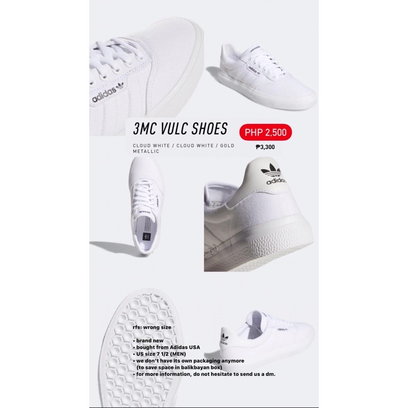 adidas 3mc vulc white shoes
