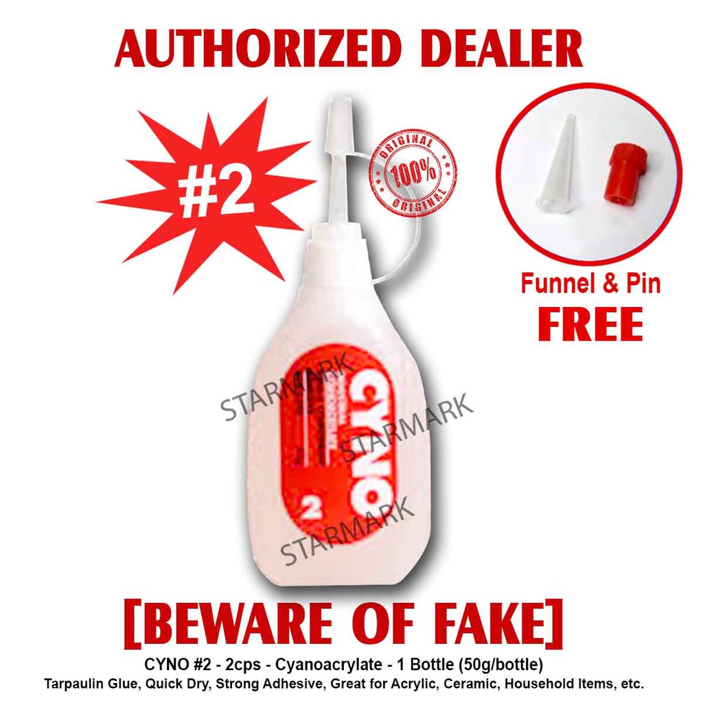 Cyno Glue 2 BIG 50mg Number 2 Cyano Adhesive Cyanoacrylate Tarpaulin