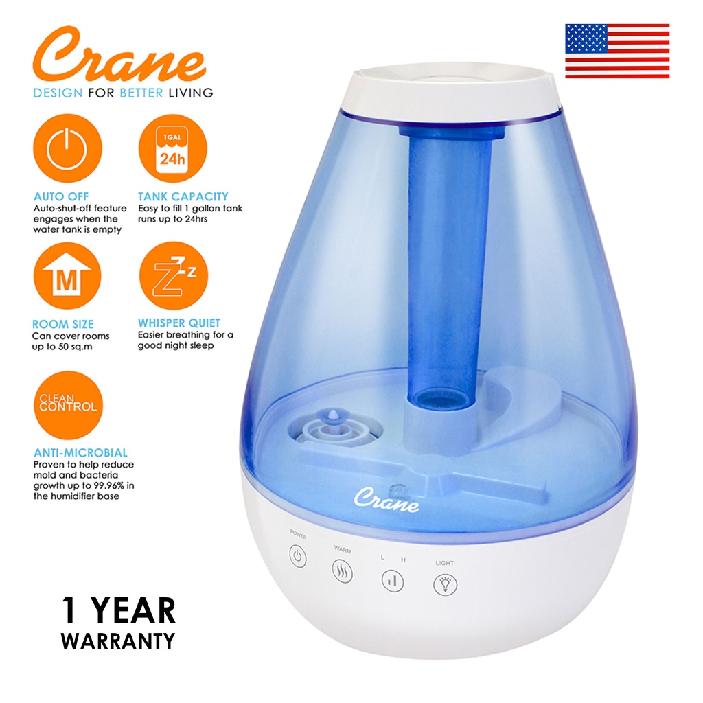 Crane Classic Warm & Cool Mist Humidifier for Cough, Colds, Allergy