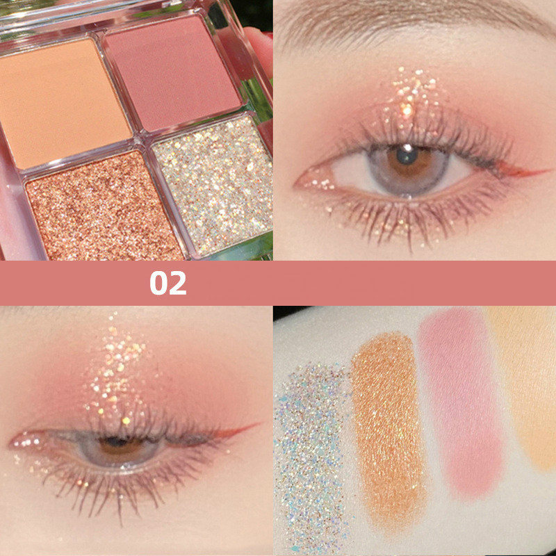 【Love Beauty】Eye shadow four color eyeshadow palette matte pearlescent  sequins shiny eye shadow blush lying silkworm time girl four color  eyeshadow orange blue earth color eye shadow glitter eyeshadow eye makeup |  Shopee Philippines