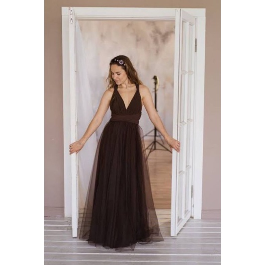 CHOCOLATE BROWN INFINITY DRESS WITH TULLE Shopee Philippines
