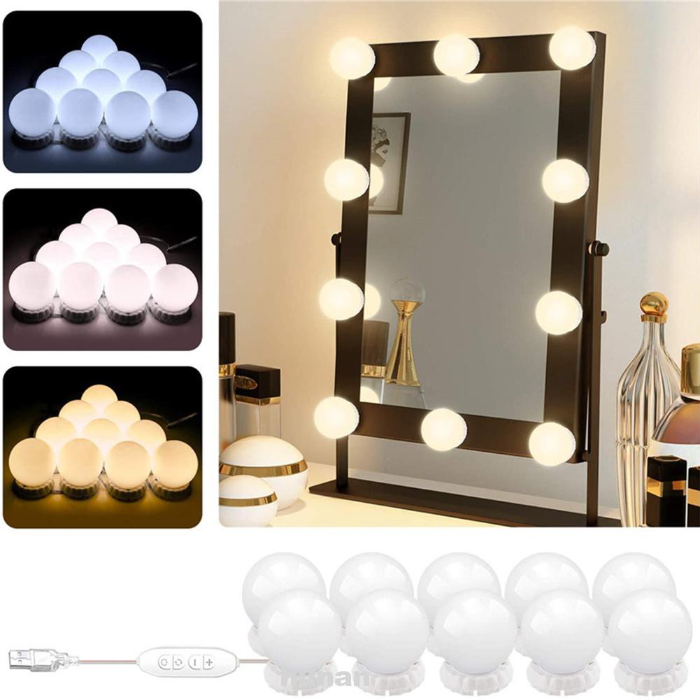 10pcs Ultra Bright Adhesive Dimmable, White Vanity Mirror With Light Bulbs