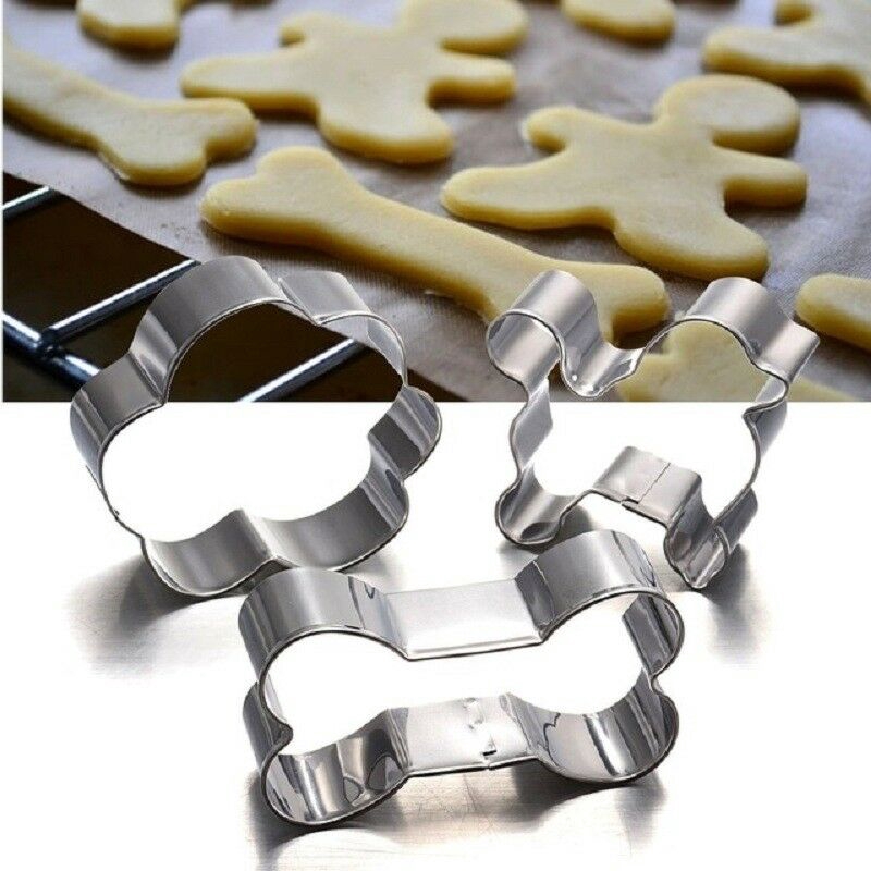 3pcs/set Dog Paw Bone-Shaped Stainless Steel Mold DIY Pastry Fondant Baking Cookie Cutter Kitchen Baking Mould