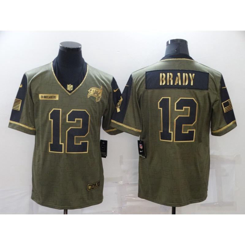 NFL_Jerseys Jersey Tampa''Bay''Buccaneers''#12 Tom Brady 14 Chris Godwin 45  Devin White Custom Women ''NFL''Olive Gold Salute To Service 