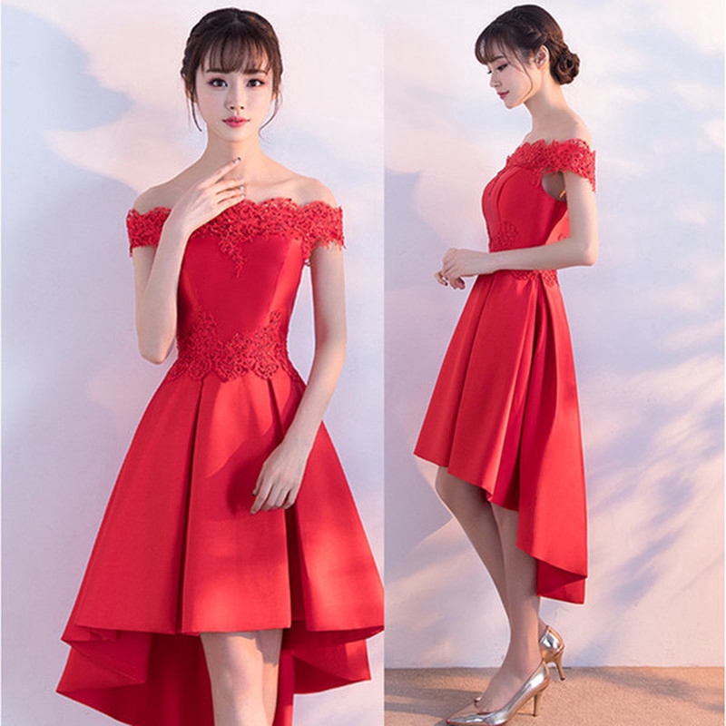 red evening dress midi