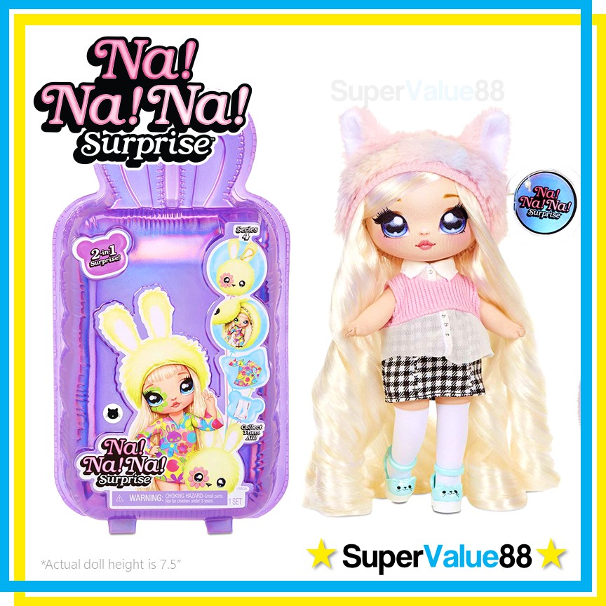 Series 4 Na Na Na Surprise Paula Purrfect Kitty 2 IN 1 Fashion Doll Plush Purse