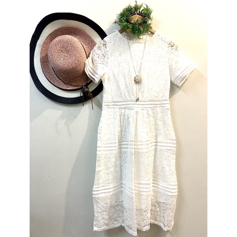 Korean Self Portrait Lace White Midi Style Dress Shopee Philippines