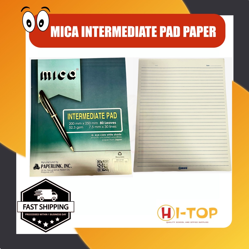 Intermediate Pad Paper Long Writing Pad Mica l Sold per 5 pad and per ...