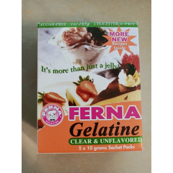 FERNA Gelatin ( CLEAR & UNFLAVORED) 5pcks/bx Shopee Philippines