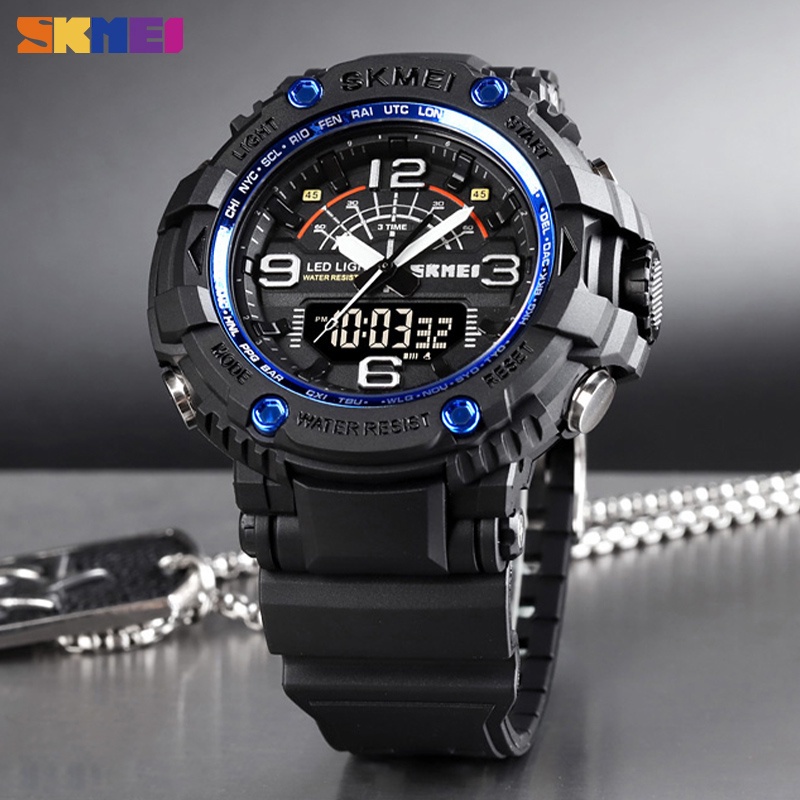 SKMEI Official Men Analog Digital Sporty World Time Original Watch Waterproof Large Dial relo
