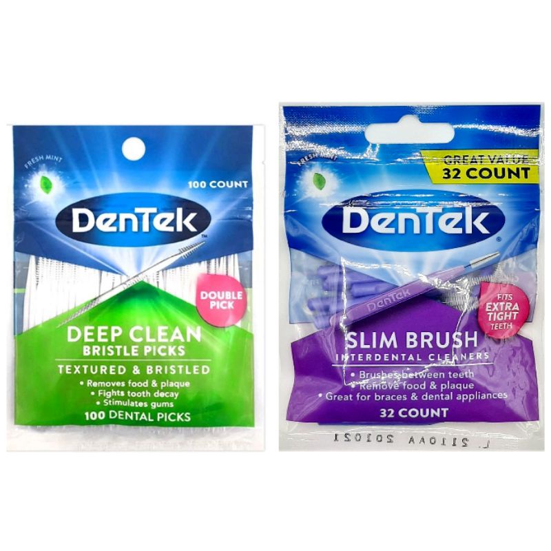 DenTek Dental Picks Deep Clean | Slim Brush Interdental, Mint Food ...