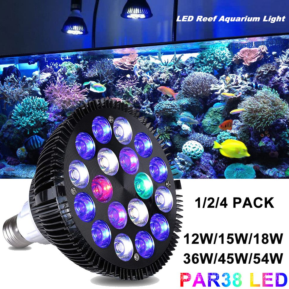 E27 LED Aquarium Light Bulb 12W-54W Full Spectrum Fish Tank Lamp PAR38 ...