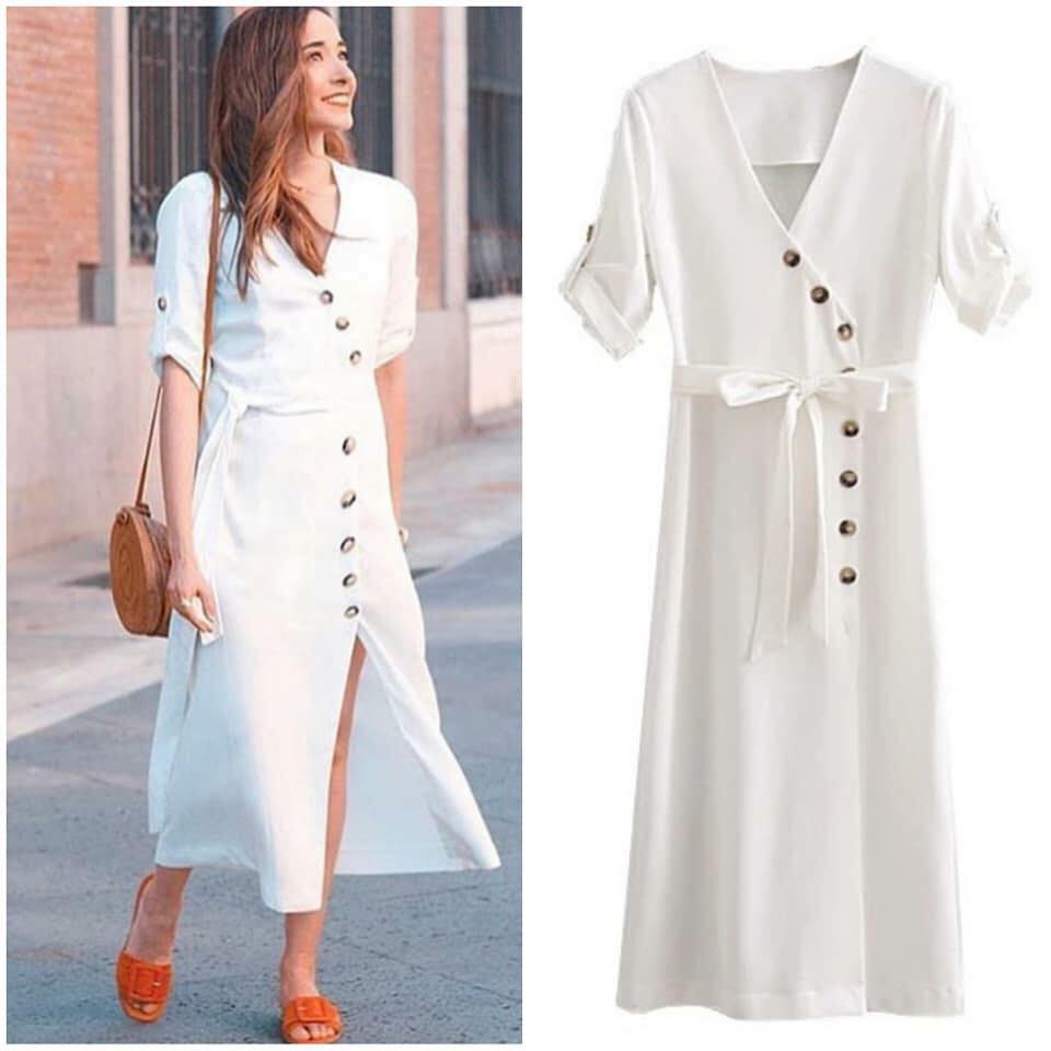 maxi button down dress