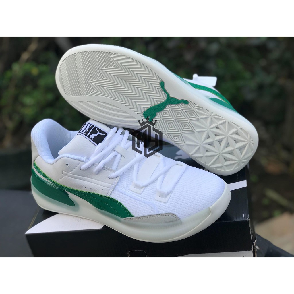 puma clyde white green