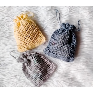 Drawstring pouch crochet handmade aesthetic minimalist colors souvenir gift item