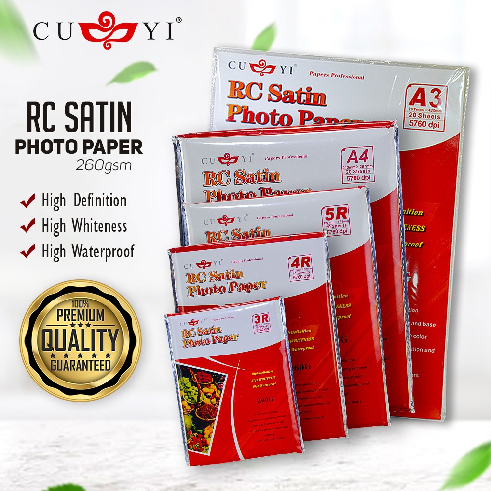 Cuyi Rc Rough Satin Photo Paper 260Gsm A4 / 3R / 4R / 5R Size (20 ...