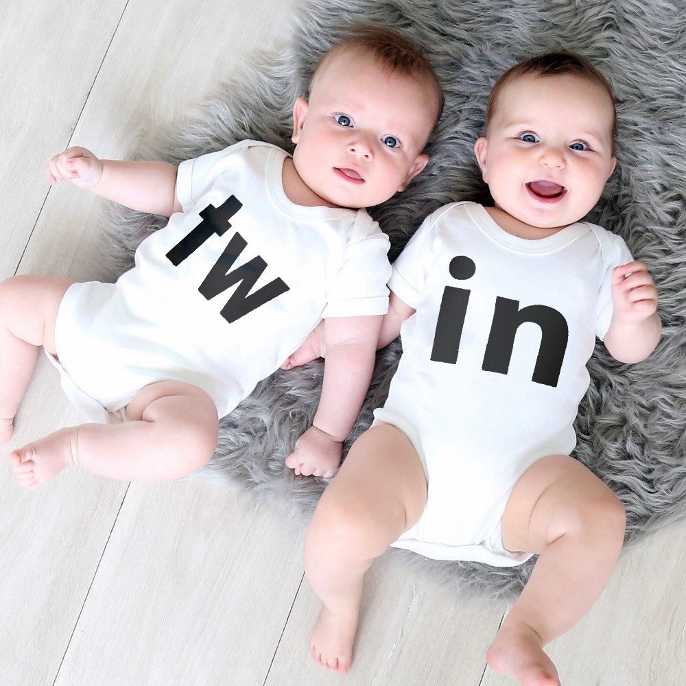 Tw In Print Newborn Infant Baby Boys Girls Bodysuit Cute Baby Twins Short Sleeve Bodysuits Outfits Shopee Philippines