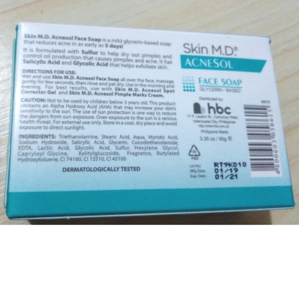Skin M D Acnesol Glycerin Based Face Soap 95g Shopee Philippines