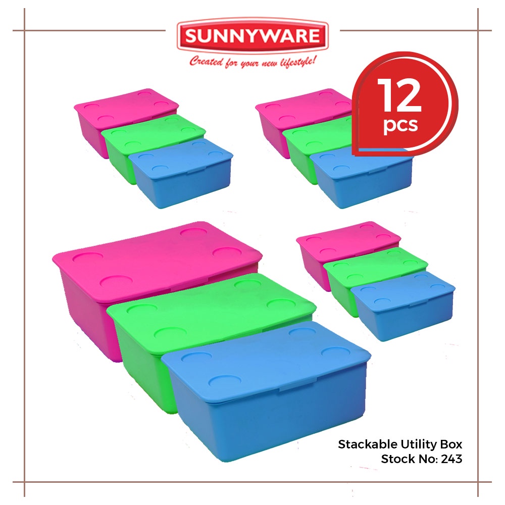 12pcs Stackable Utility Box [Sunnyware 243] Plasticware Organizer
