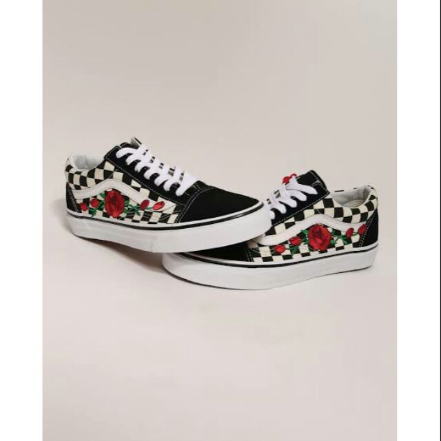 checkered rose vans