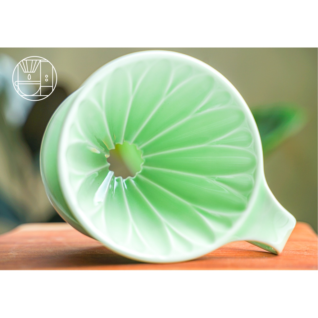 CEFEC Flower Ceramic Coffee Dripper Green 02 Size (24 Cups) Made in