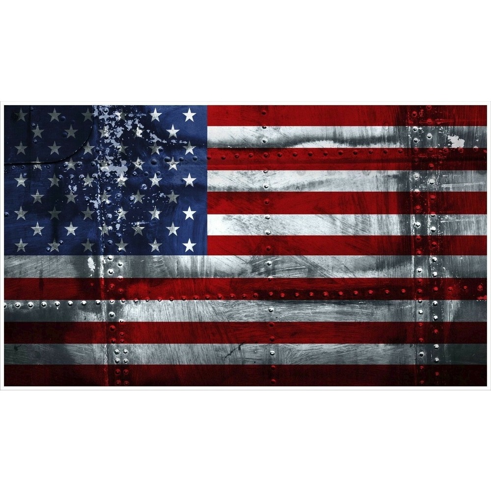 Riveted American Flag Metal look Tool Box Bumper Sticker Vinyl Decal