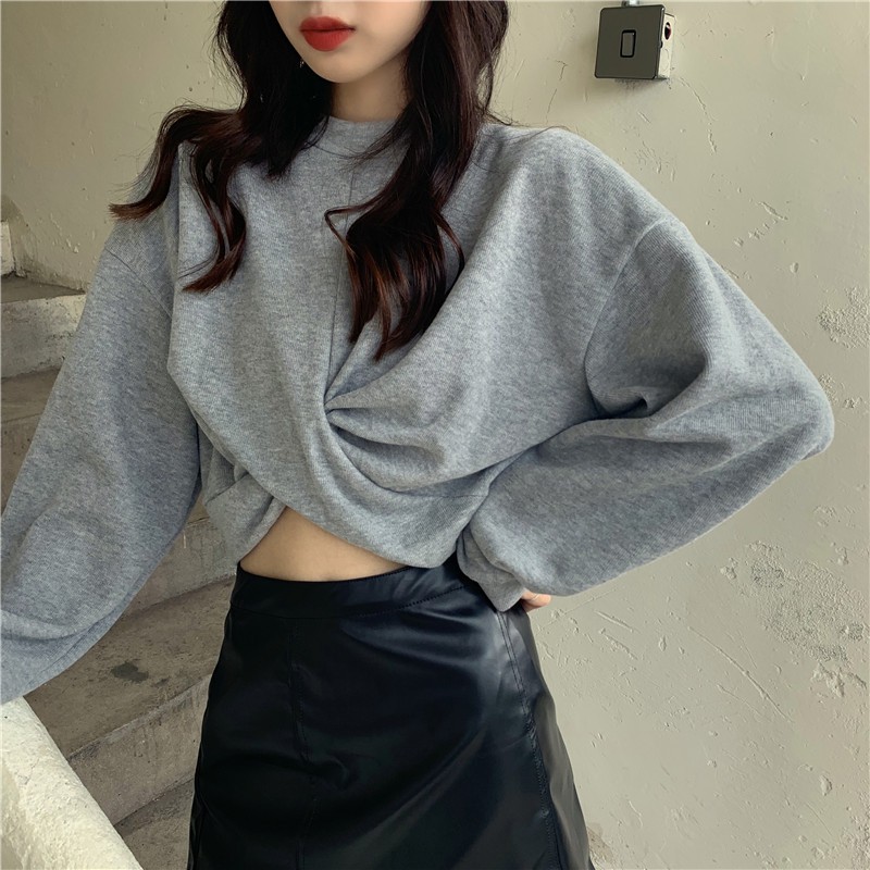 gray crop top sweater