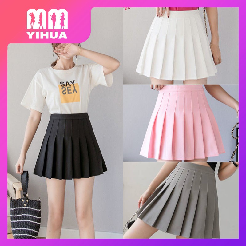 Yihua spot pleated skirt female students Korean version of high waist ...