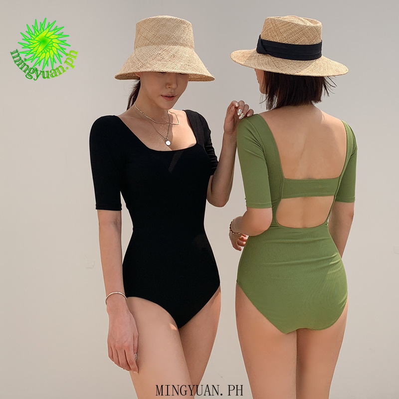 Mingyuan Korean Version Of The New One Piece Swimsuit Women S Thin Simple Fashion Beautiful Back Platycodon Square Neck Small Fresh Small Chest Bikini Shopee Philippines