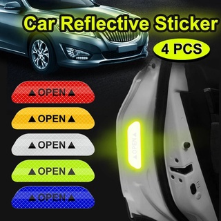 4/8Pcs Car Door Stickers Universal Safety Warning Mark OPEN High Reflective Tape for Motorcycle Bike