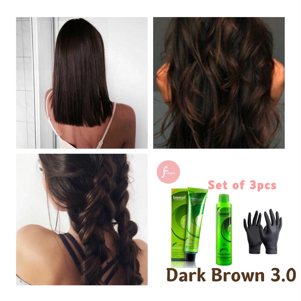 Bremod Permanent Hair Color Set 3 0 Dark Brown With Oxidnat Bleach Set Hair Dye Shopee Philippines