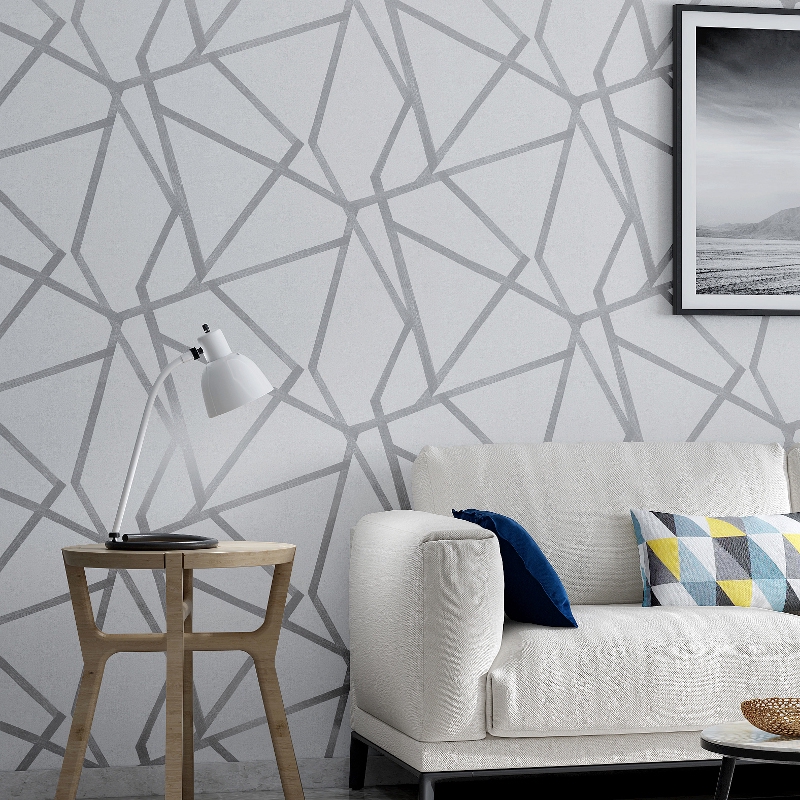 Grey Geometric Wallpaper For Living Room Bedroom Gray White Patterned  Modern Design Wall Paper Roll | Shopee Philippines