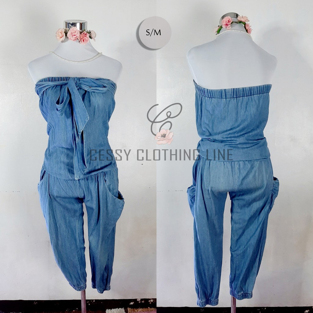 denim tube jumpsuit