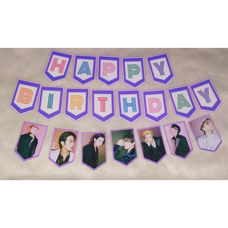 BTS Happy Birthday Banner with 7 Individual Member Photo | Shopee ...