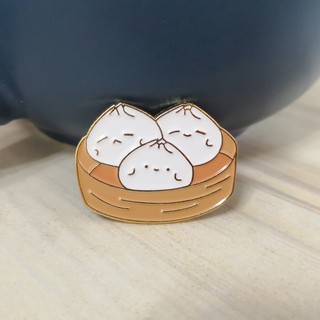 Cartoon Bamboo Steamed Bun Brooch Cute Breakfast Q Version Xiaolongbao Badge All-match Denim Shirt Canvas Accessories Collar Pin Badge Eat Me If You Like #3