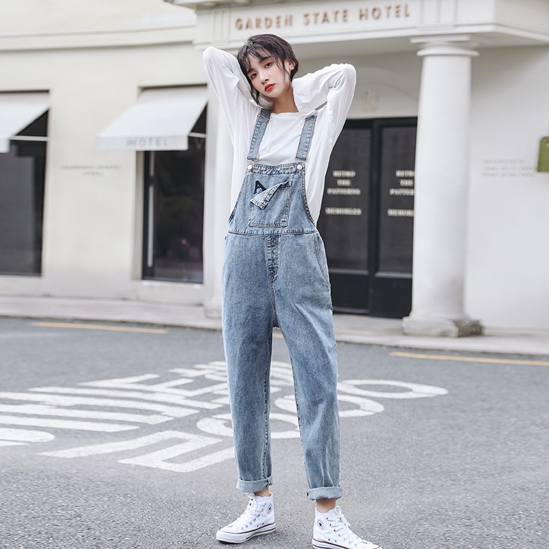 H-mars net red aging denim back belt PANTS LEGGINGS loose show thin women's  autumn small one-piece dress suspender skirt suspender pants one-piece suit  one-piece pants are Korean show thin | Shopee Philippines