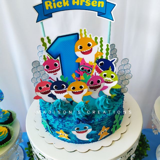 21pcs Cake Toppers Baby Shark W Personalized Name Age Pic Shopee Philippines