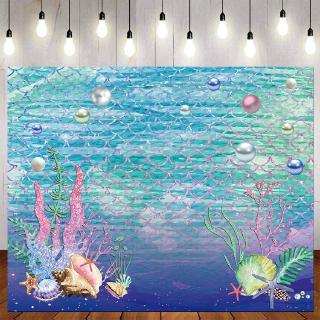 Little Mermaid Sea Backdrops Cartoon For Girls Princess Birthday Party Photography Blue Green Under Sea World Backgrounds Photocall Custom Name Photo Shopee Philippines