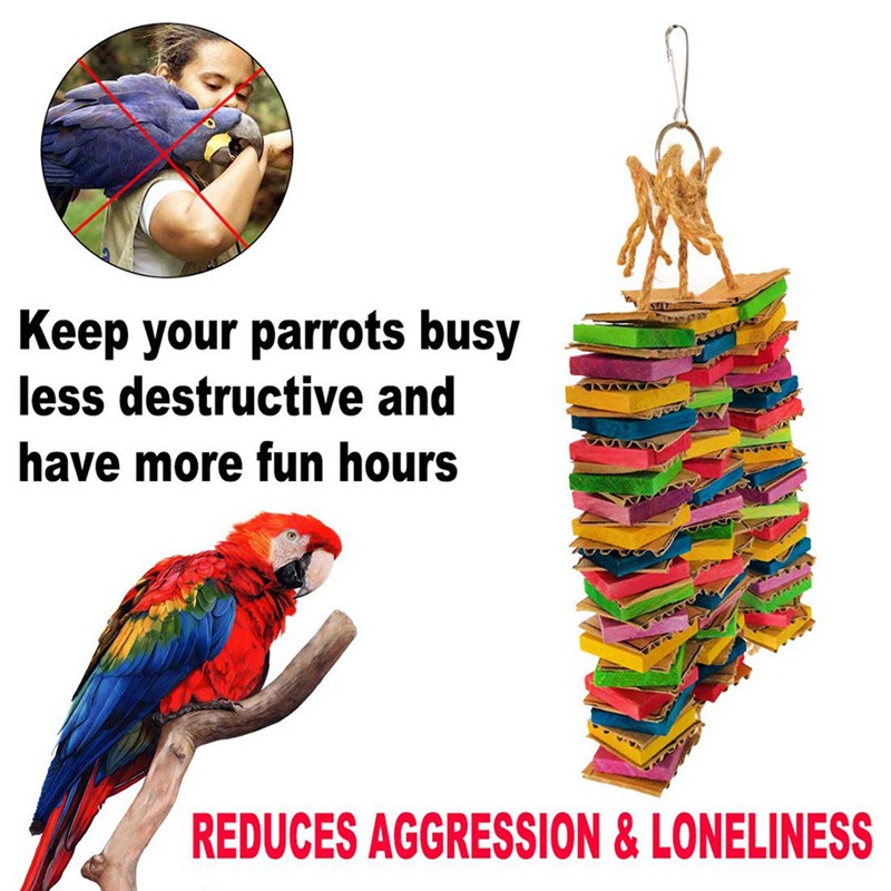 Parrot Chewing Toys Extra Large Wooden Blocks Nibbling Keeps Beaks Trimmed Attract Pets Attention for Large Medium Parrots and Birds Parakeet Macaws African Greys and Conures 