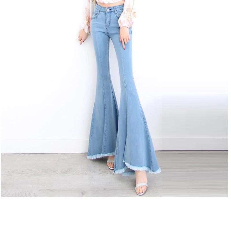 high waisted flare jeans long