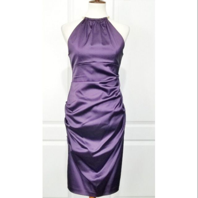 purple and gold cocktail dress