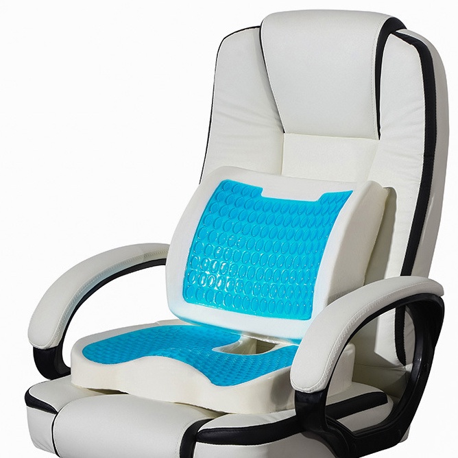 Update Cooling Gel Seat&Lumbar Cushion Coccyx Orthopedic Memory Foam Seat Massage Chair Back